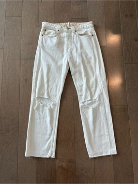 Rag & Bone featherweight ecru straight leg jeans